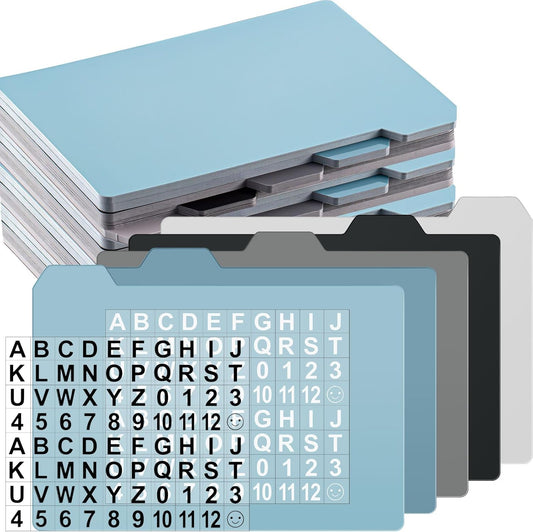 Harloon 52 Pcs Dry Erase Index Card Guide Set Include 50 Index Card Dividers 2 Number Alphabet Sticker with Tabs Photo Dividers for Office Business Back to School Supplies(4 x 6 Inch,Modern Blue)