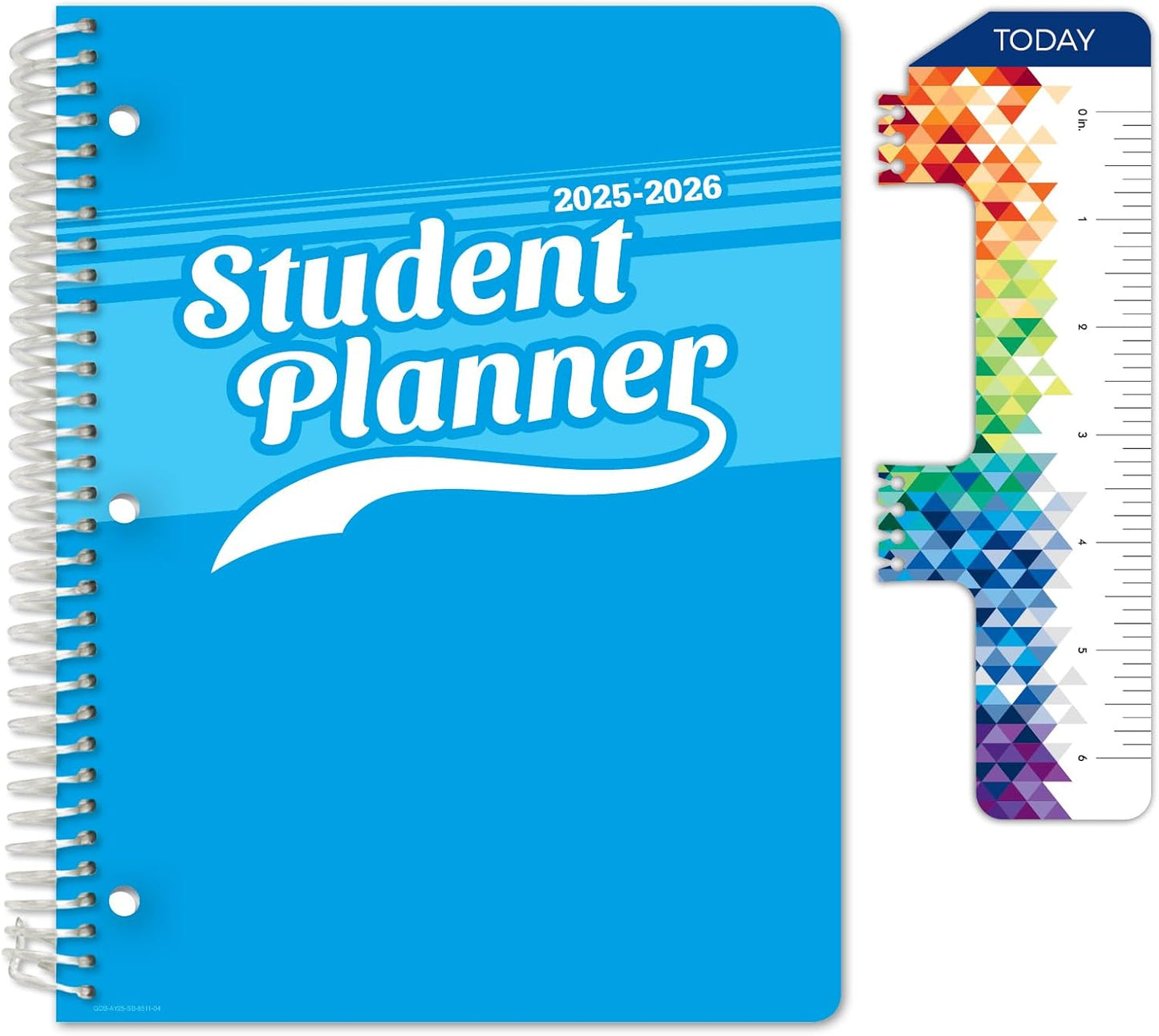 Global Datebooks Dated Middle School or High School Student Planner for Academic Year 2025-2026 Includes Ruler/Bookmark and Planning Stickers (Block Style - 8.5"x11" - Swoosh)