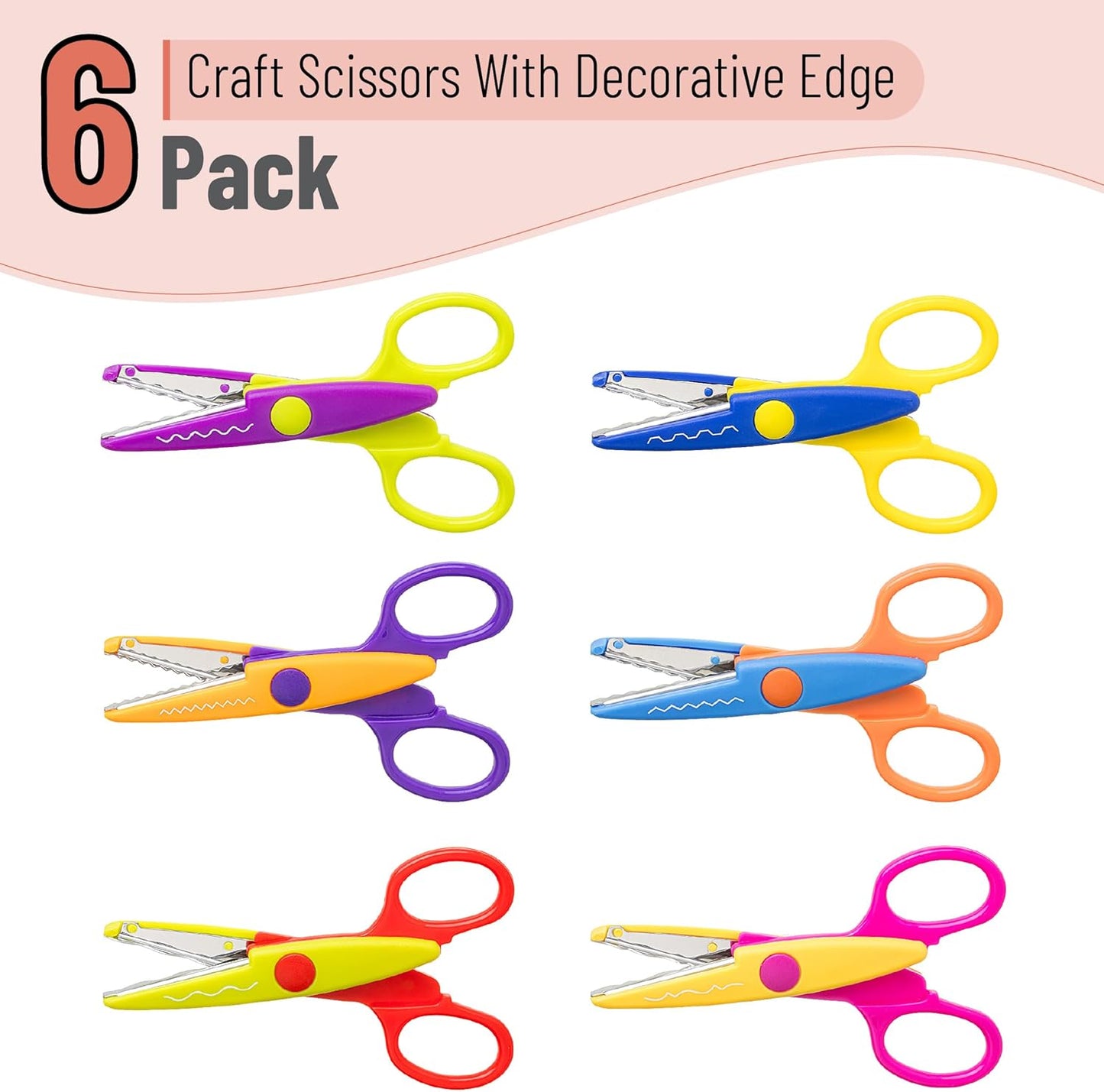 Mr. Pen- Craft Scissors Decorative Edge, 6 Pack, Retro Colors, Zig Zag Scissors for Crafting