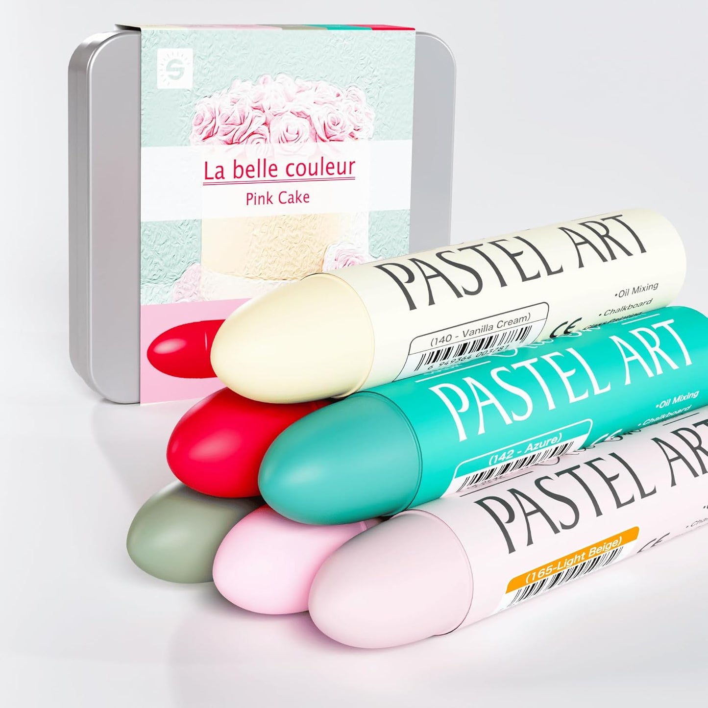 6 Pack Jumbo Oil Pastels Set (14 x 84 mm), Soft Oil Pastels with Vibrant Colors, Great Blending and Layering, Pastel Crayons for Professional Artists and Hobbyists, Pink Cake