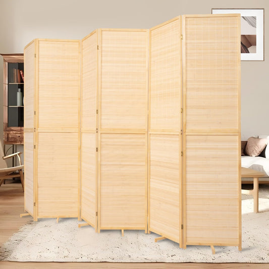 Bamboo Room Divider 6 Panel Wall Divider, 106'' W x 67'' H Folding Design with Extra Stable Base, 100% Bamboo Room Divider Screen for Room Separation, Chinese Room Partitions and Dividers Freestanding