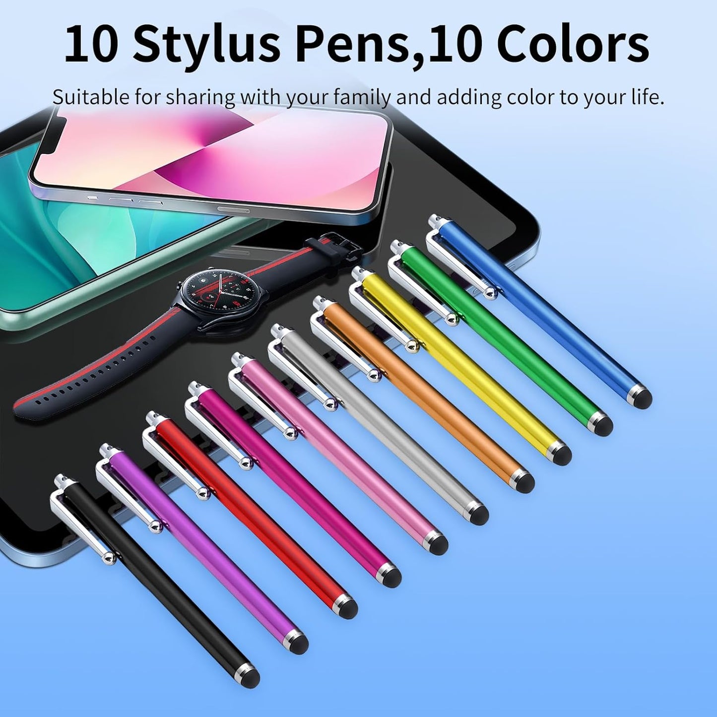 10 Pack Stylus Pen,High Precision and Sensitivity Stylus for Everyday Writing,Stylus Pen for Touchscreen Drawing,Universal Stylus Compatible with Touch Screens,10 Colors