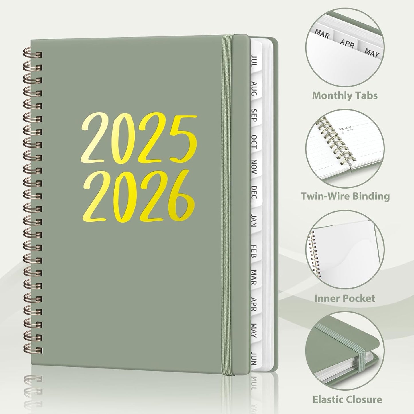 Planner 2025-2026, Monthly and Weekly Calendar Academic Planner (July 2025 - June 2026), Hardcover Planning Agenda Book for Office School Supplies, A5 (6.3" x 8.5")