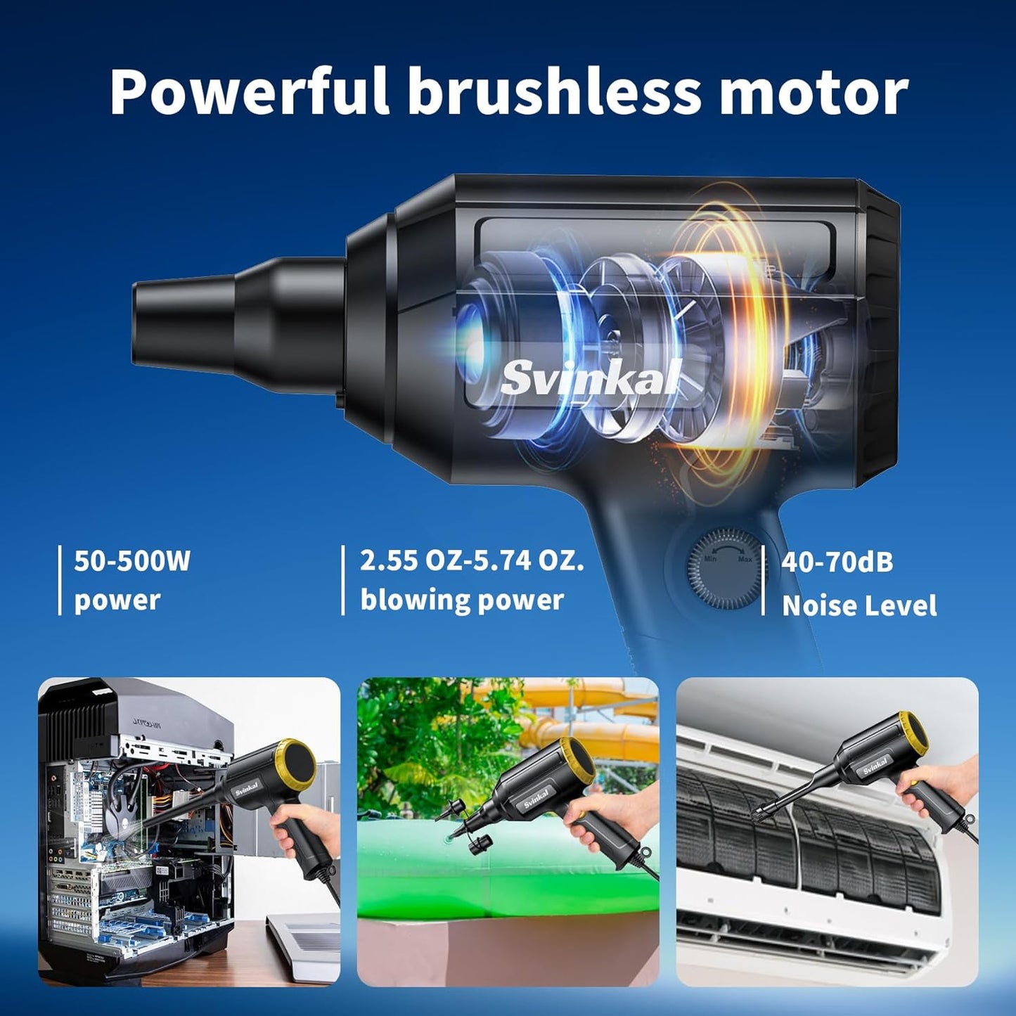 Compressed air Duster Electric 500W, Canned air Replacement, 40000RPM Air Blower, Stepless Speed, an AC dust Blower with 6ounces of Blowing Power for Computer Keyboards etc Electronic Duster
