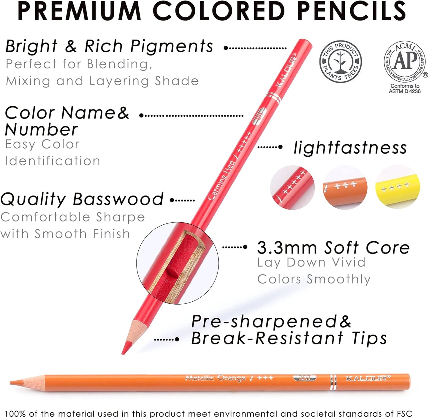 KALOUR Professional Colored Pencils,Set of 300 Colors,Artists Soft Core with Vibrant Color,Ideal for Drawing Sketching Shading,Coloring Pencils for Adults Artists Beginners