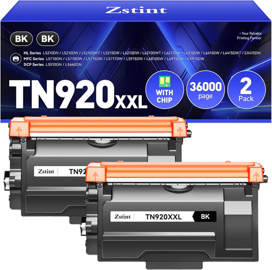 TN920XXL Toner Cartridge High Yield Compatible for Brother TN920 TN-920XXL TN920XL HL-L6210DW HL-L6210DWT HL-L5210DN HL-L5210DW HL-L5210DWT HL-L6310DW MFC-L5710DW DCP-L5510DN Printer Ink Black 2-Pack