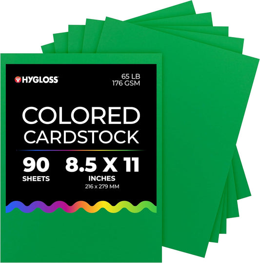 Hygloss Dark Green Bright Colored Cardstock - 8.5x11-Inch, 90 Sheets, 65 lb/ 176 gsm, Fade-Resistant, Acid-Free Color Card Stock Paper
