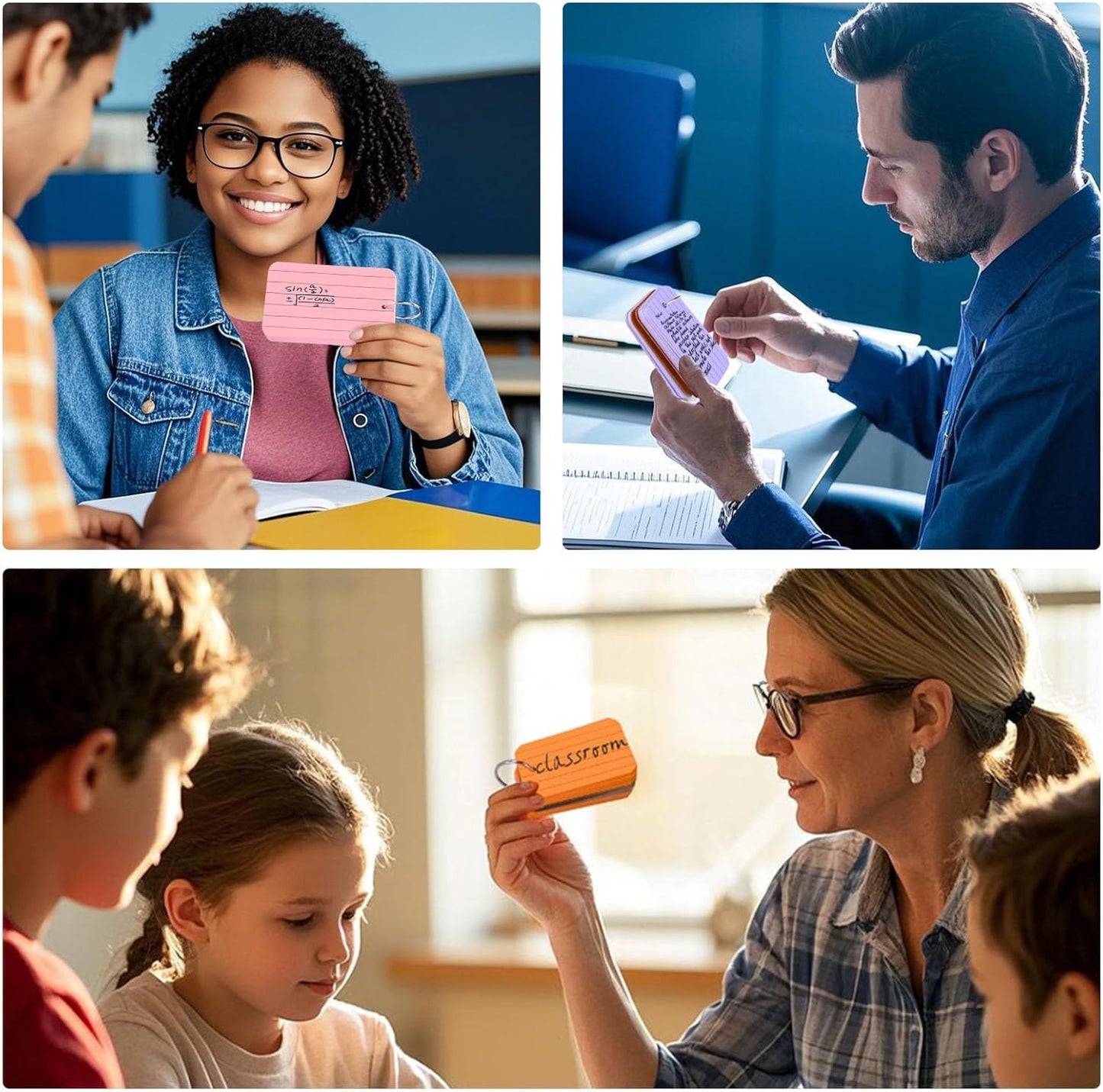 Koogel Colored Index Cards, 300 Count, 2.2 x 3.5 Inchs Flash Card Lined Ruled on Both Side, 6 Assorted Colors, Heavyweight Notecards for School Studying Learning College Office Home Taking Notes