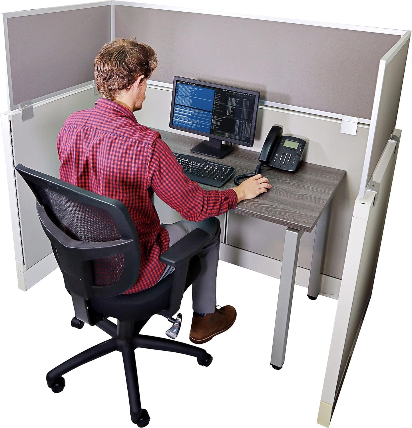 OBEX Acoustical Cubicle Privacy Screen Extender Desk Panel & Office Divider, Add Separation & Block Noise, 18" x 36", Overcast