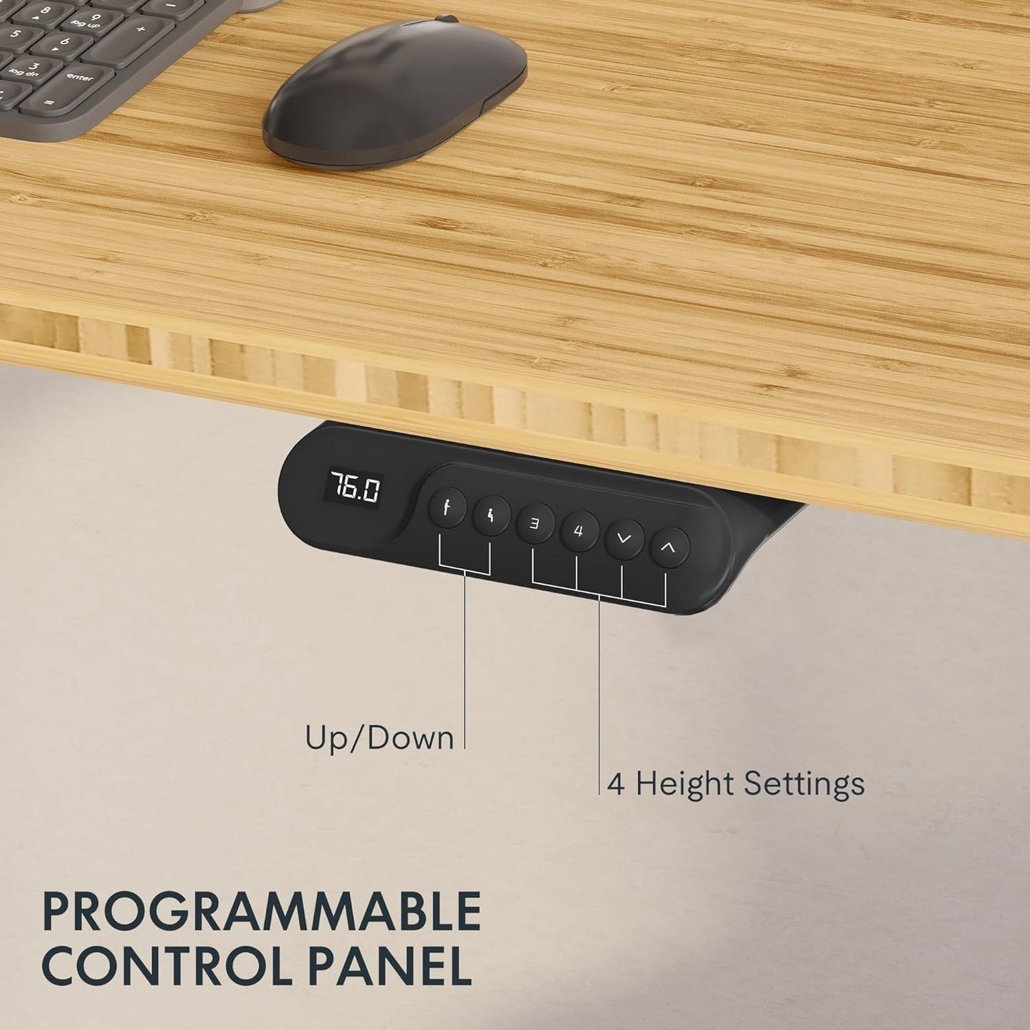 FLEXISPOT E6 Essential Bamboo 3 Stages Dual Motor 72x30 Inch Electric Height Adjustable Standing Whole-Piece Board Desk Sit Stand Up Desk (White Frame + Bamboo Curved Desktop)