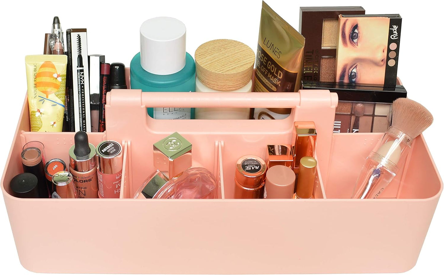 -Large Portable Caddy, DIY Dividers, 8 Compartments, School Home Business Organizer,Portable Basket with Handle Storage Organizer Modern Made in USA (4 PACK, Indie Pink)