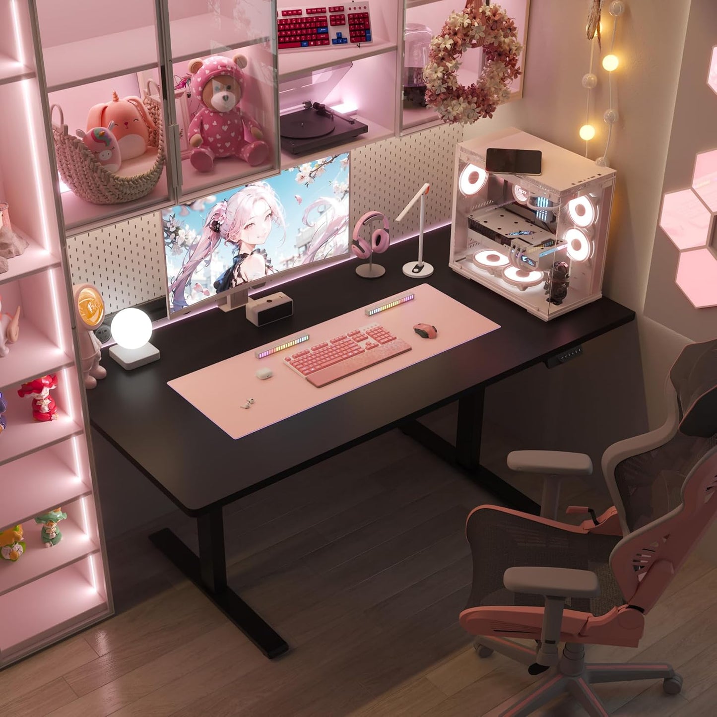 FLEXISPOT 79 x 32 Inch Dual Motor Standing Desk, Computer Desk with Memory Controller, Home Office Desk with Splice Board (Black Frame + 79" Black Desktop, 2 Packages)