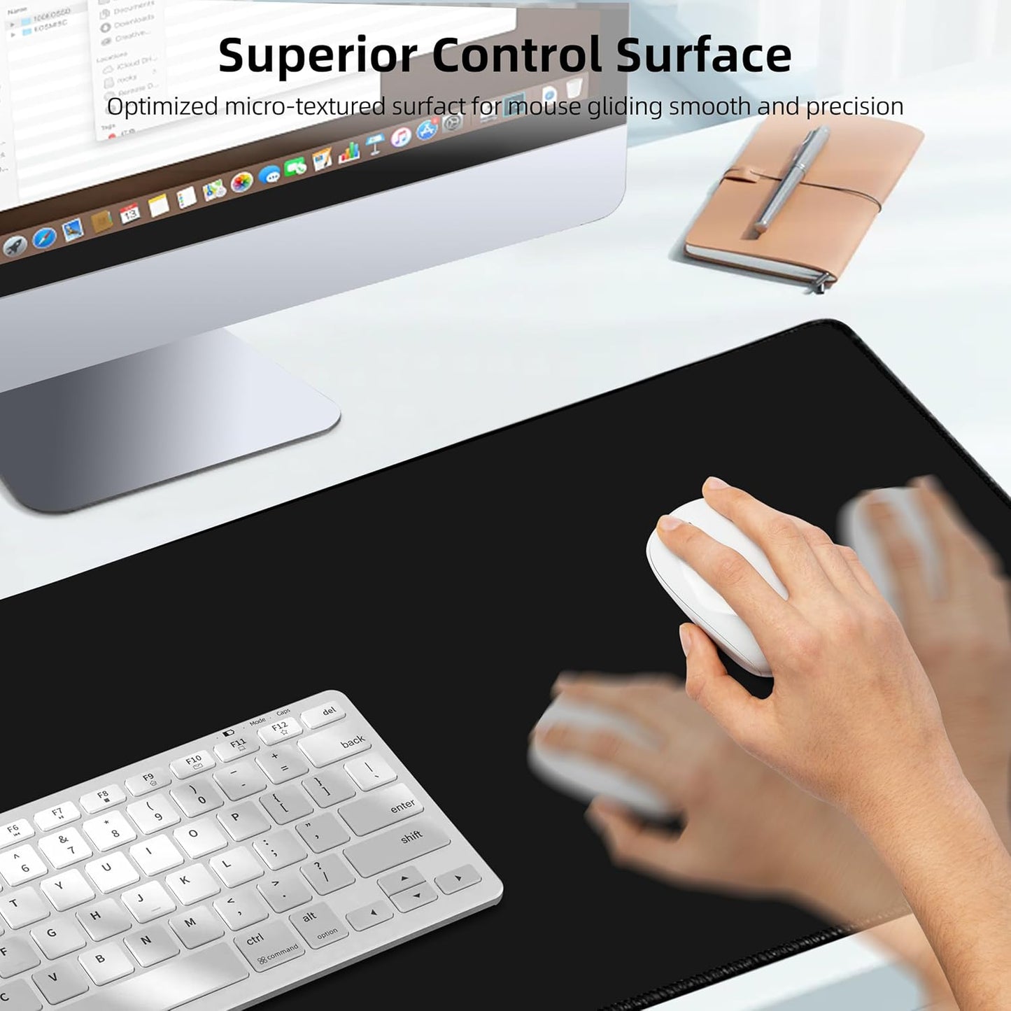 Mouse Pad with Wireless Charging, Gaming Mouse Pad with Ultra-Smooth Surface, Large XXL Desk Mat, Non-Slip Mouse Mat, Waterproof Computer Keyboard Pad for Gaming, Desk, Office, PC, 900x400x4MM, Black