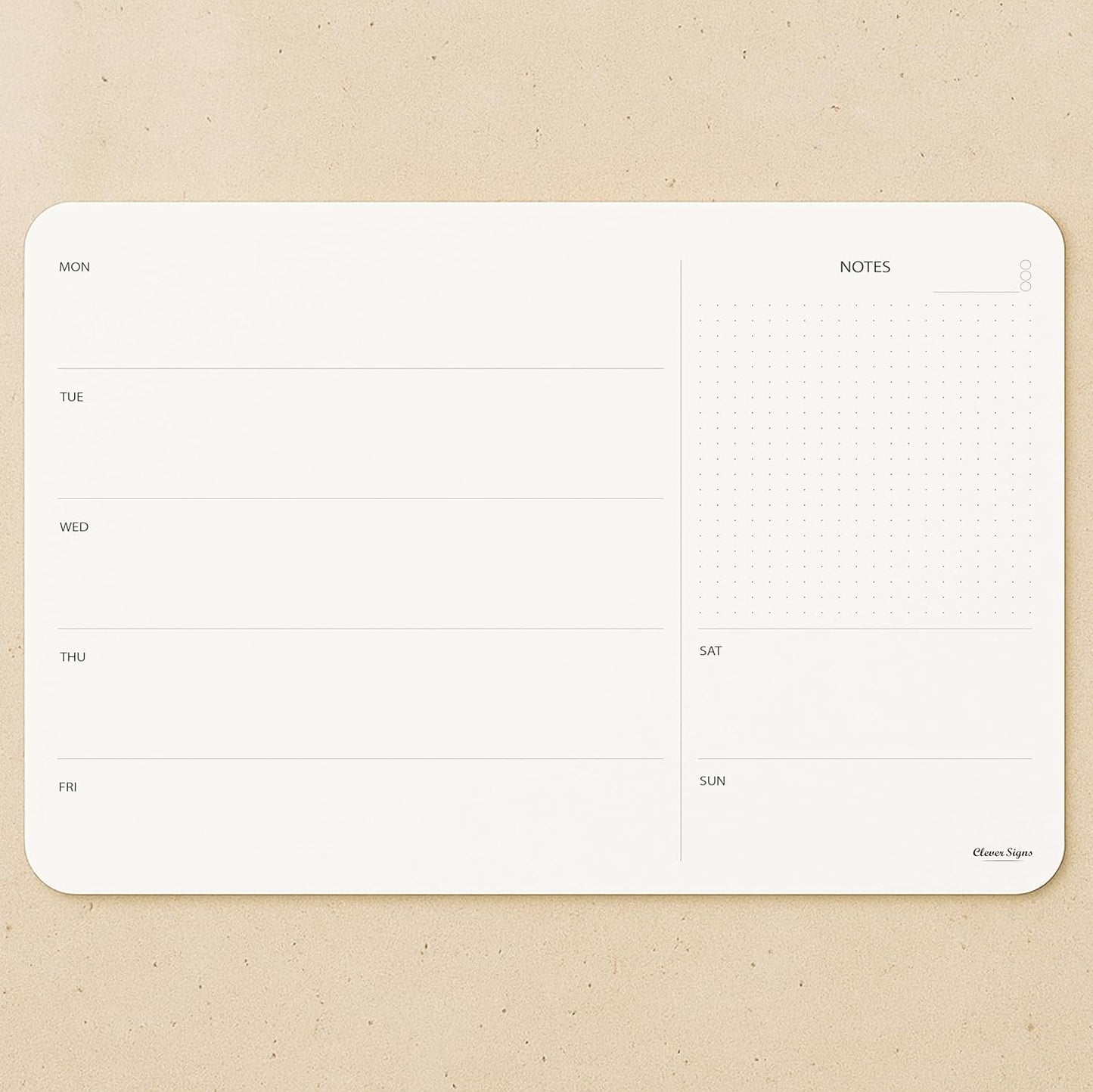 Weekly Planner Pad, Weekly To Do List Notepad, Tear Off Undated Weekly Planner Notepad, 50 Sheets, A4 Size (8,3" X 11,7"), Premium Thick Paper with Cardboard Back Support, Weekly Desk Planner by CLEVER SIGNS