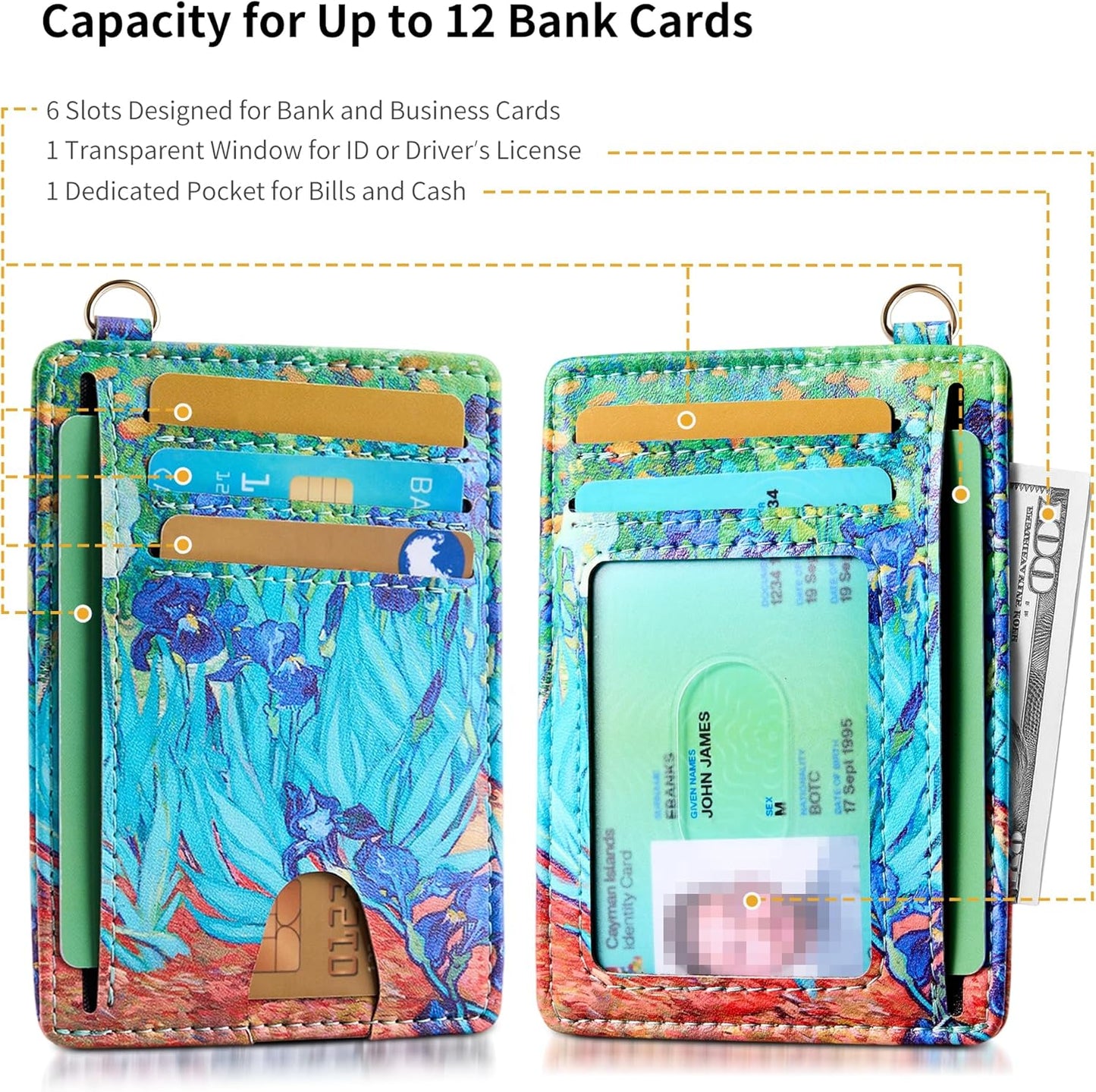 Mayski Slim Wallet, Credit Card Holder for Women, Minimalist Front Pocket RFID Blocking Card Cases, Small Wallet Women Men(Lrises)