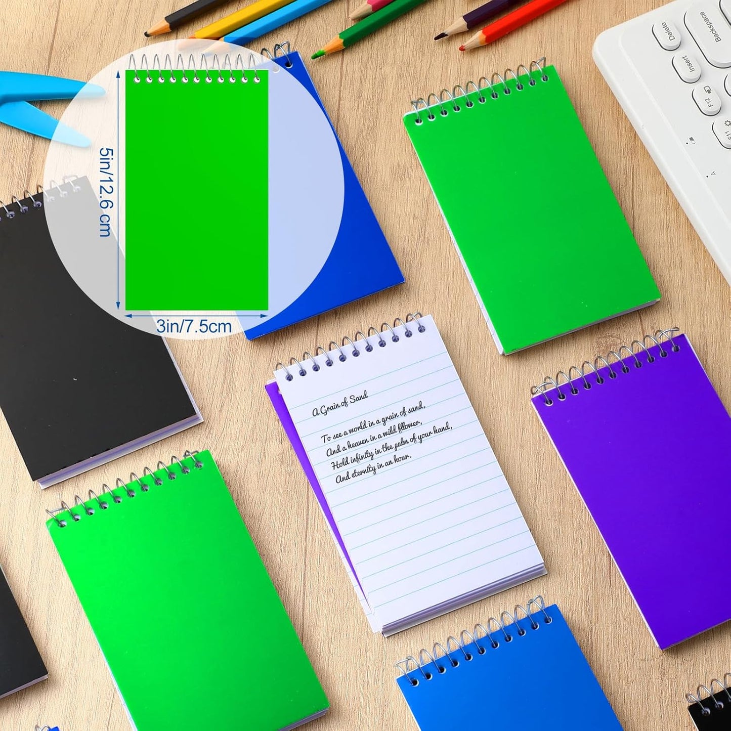 40 Pcs Small Pocket Notebooks 3 x 5 Inch Mini Memo Spiral Notepads Top Bound College Ruled Lined Note Pads for Back School Office Journaling Noting, 75 Sheets/Pad (Dark Color)