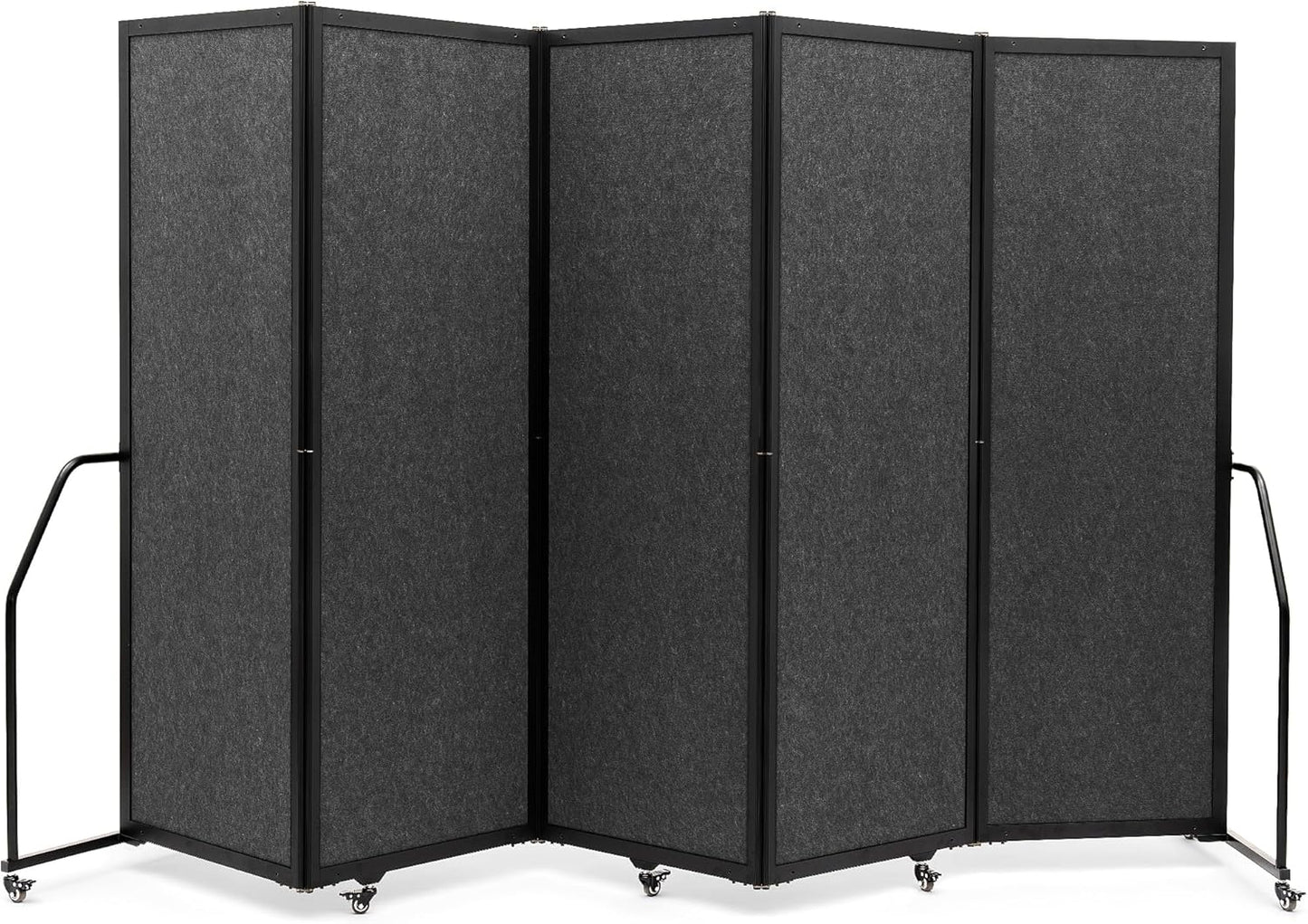 Folding Privacy Screens Freestanding partition with Wheels and arms Portable dividers for Medical Hospital Offices 5 Panel, Dark Gray