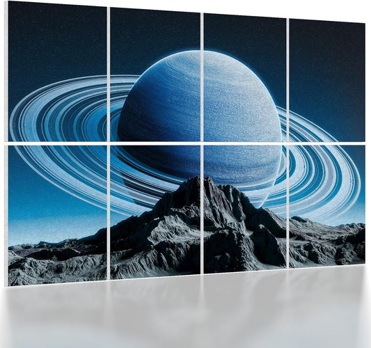 UMIACOUSTICS 8 Pcs 0.7Inch Thick Art Acoustic Panels, Total 47.2” x 31.5” Decorative Acoustical Wall Panels, Sound Absorbing Art Panels for Home, Office, Hotel, Astronomy-Aurora