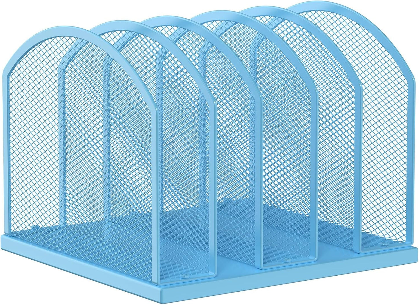 5-Section Vertical Desktop Organizer, 5-Section Mesh File Folder Stand Sorter for Office Home Classroom Organization (1, Blue)