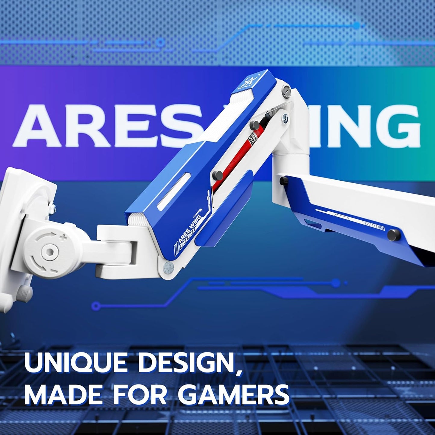 ARES WING Vertical Dual Monitor Mount - 24-57" Aluminum Heavy Duty Monitor Arms for 2 Monitors, Fully Adjustable Gas Spring Stacked Monitor Stand with 75/100/200 Vesa Mount, White