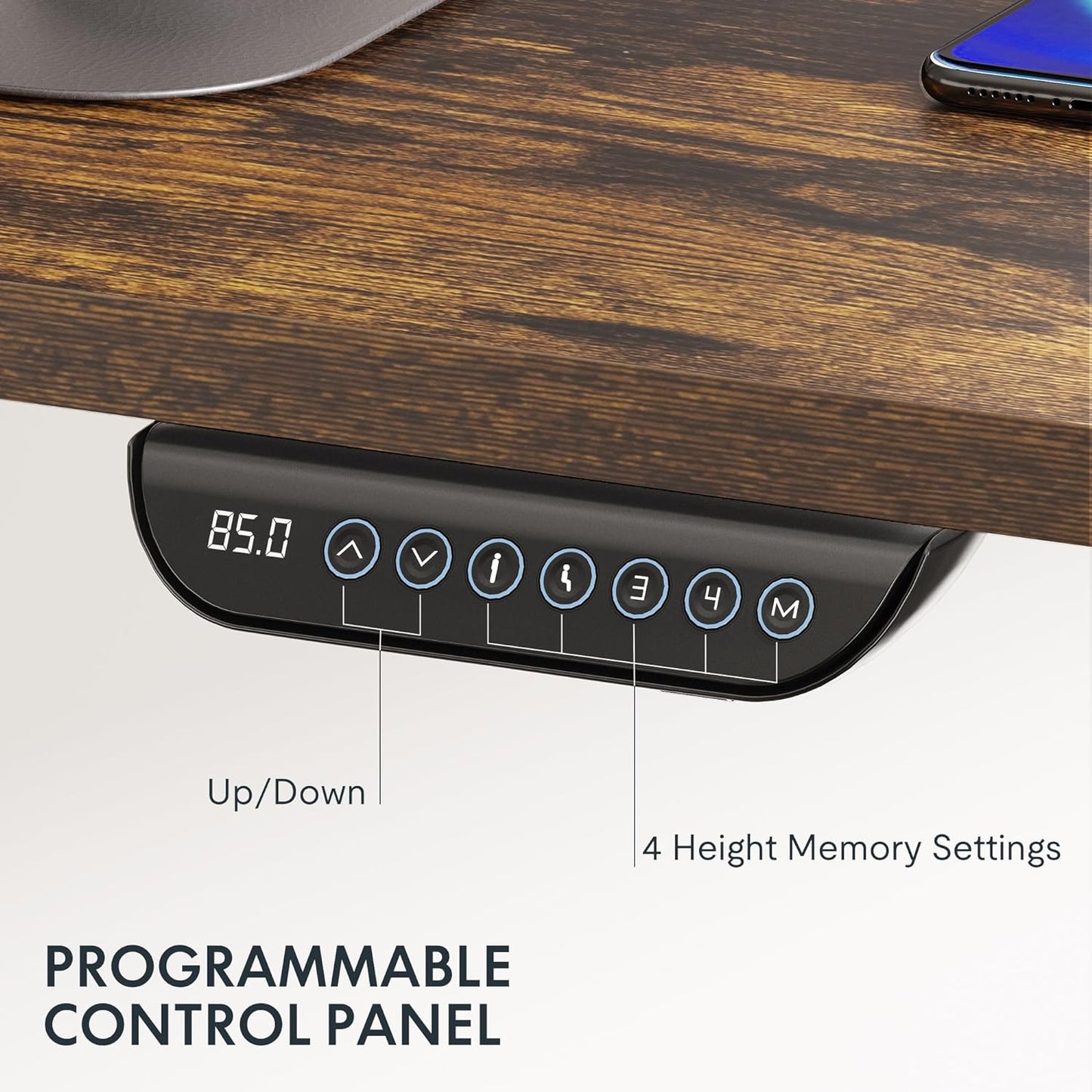 FLEXISPOT E6 MAX Dual Motor 3 Stages Standing Desk 55x28 Inch Whole-Piece Board Electric Height Adjustable Stand Up Desk 150KG Load Capacity(Black Frame + Special Walnut Desktop)