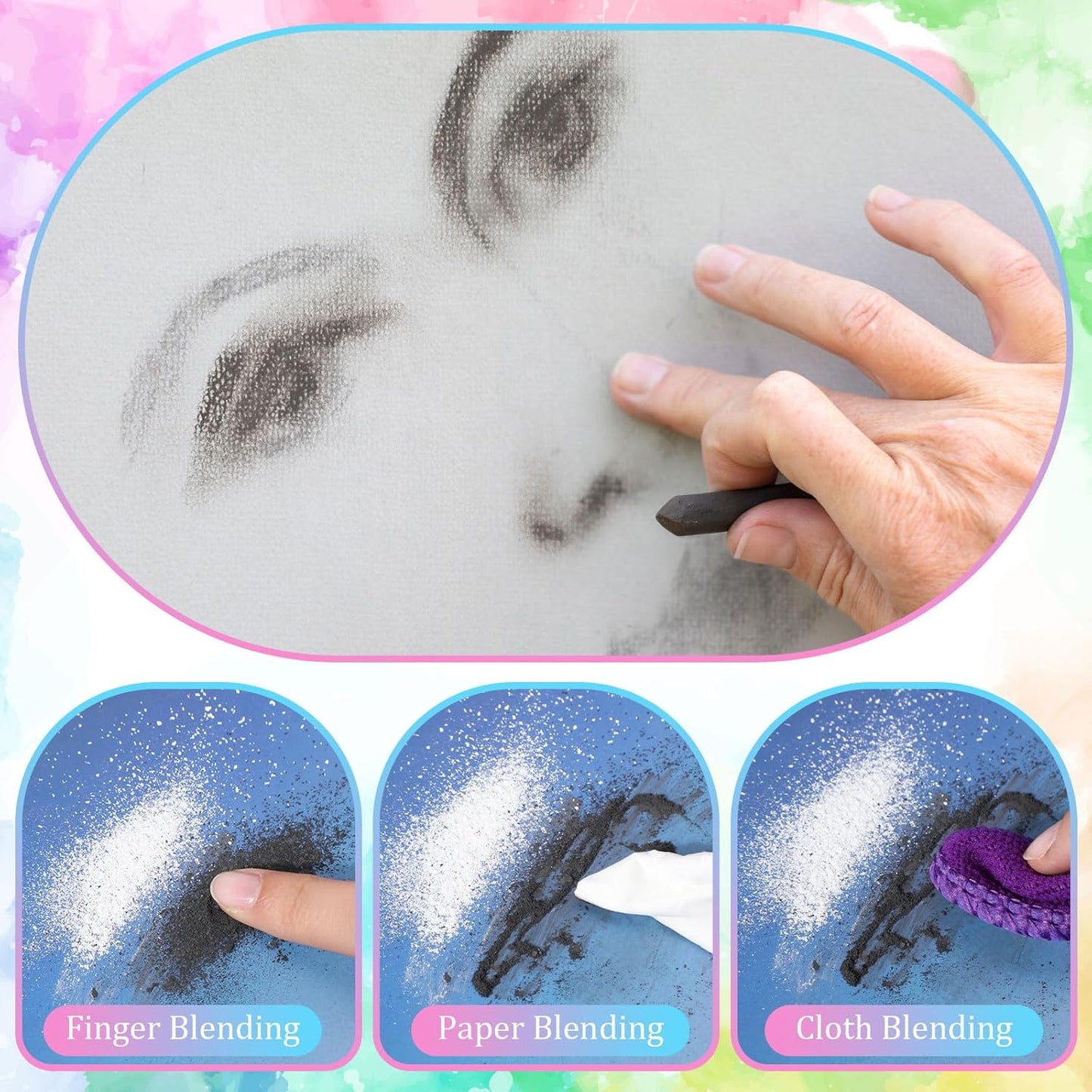 24 Pcs Soft Pastel Drawing Chalk Set Square Sketch Chalk Non-toxic Artist Pastel Sticks for Professional Artists Students and Art Lovers(Black, White)