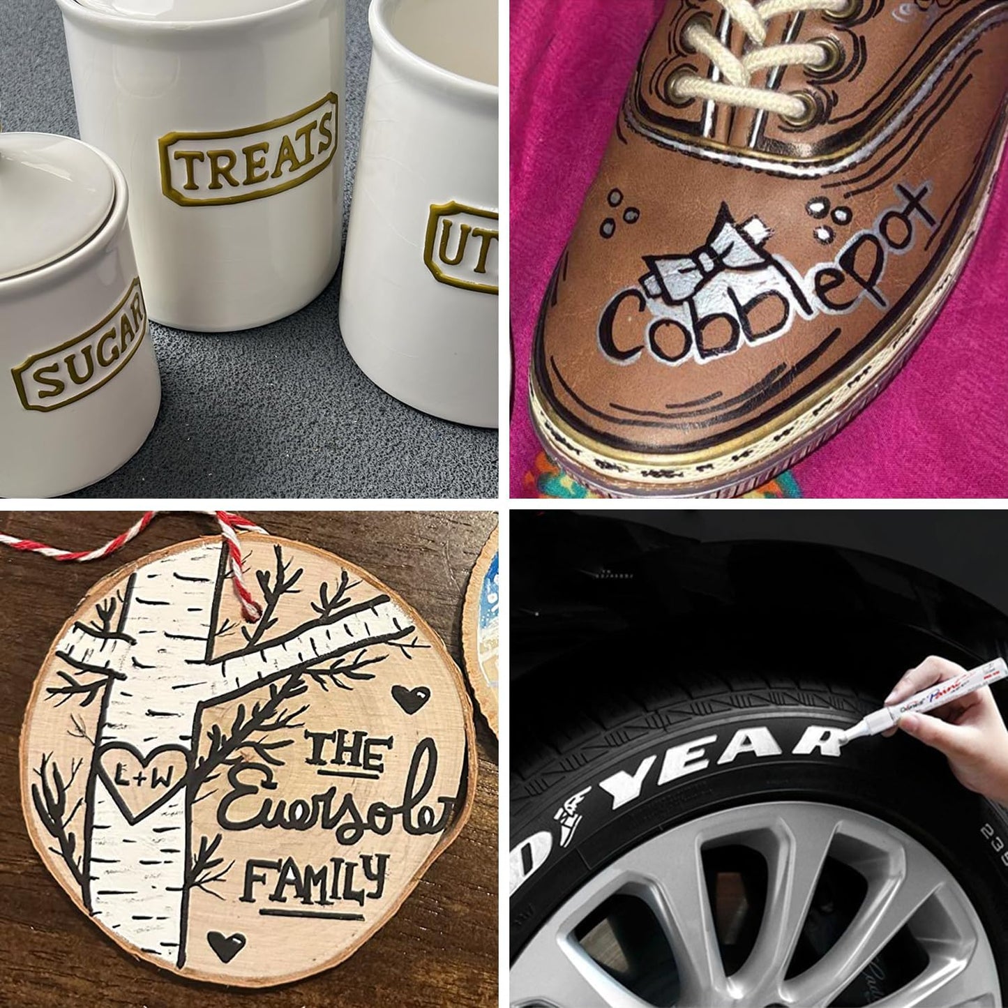 Overseas Silver Paint Pens Permanent Markers 24 Pcs, Oil Based Paint Markers Set, Quick Drying, Waterproof, Medium Tip Marker Pens for Metal, Rock, Wood, Plastic, Canvas, Glass, Stone, Rubber, Paper