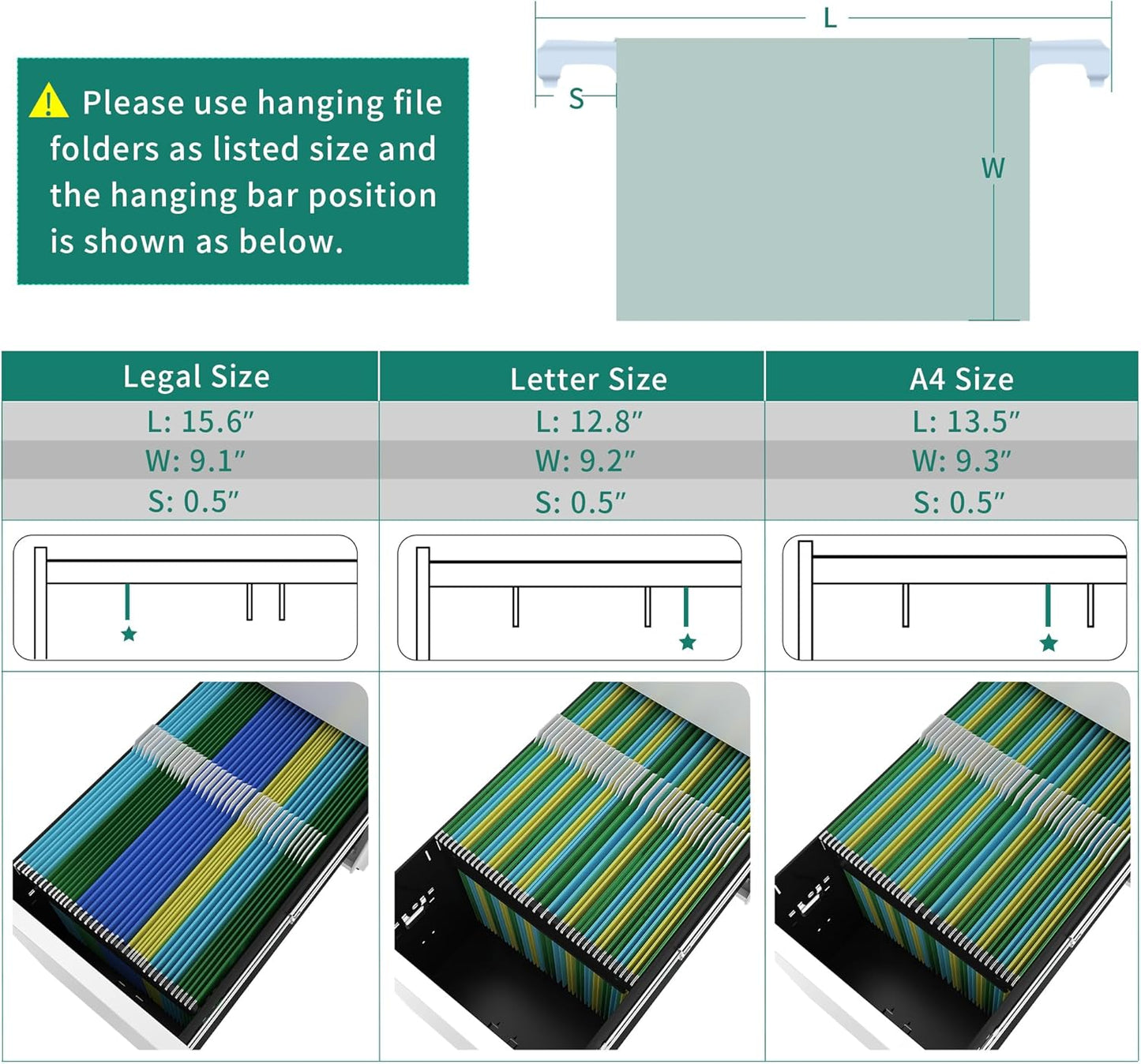 YITAHOME 3-Drawer File Cabinet, Lockable Mobile Filing Cabinet for A4/Letter/Legal Size Folder, Vertical File Cabinet for Home Office, Installed Except Casters, White