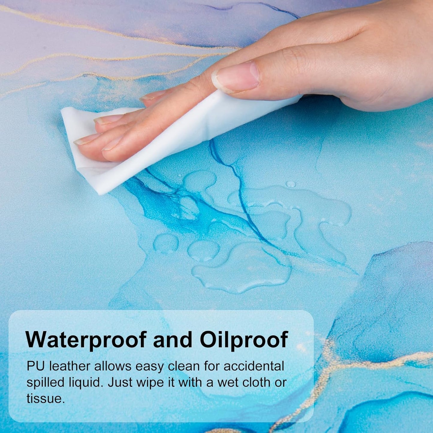 QIYI Large Mouse Pad, PU Leather Desk Mat for Desktop, Waterproof Gaming Desk Pad, Marble Painting Full Desk Accessories Keyboard Mousepad, Home & Office Décor 31.5" x 15.7" - Abstract Fluid Art