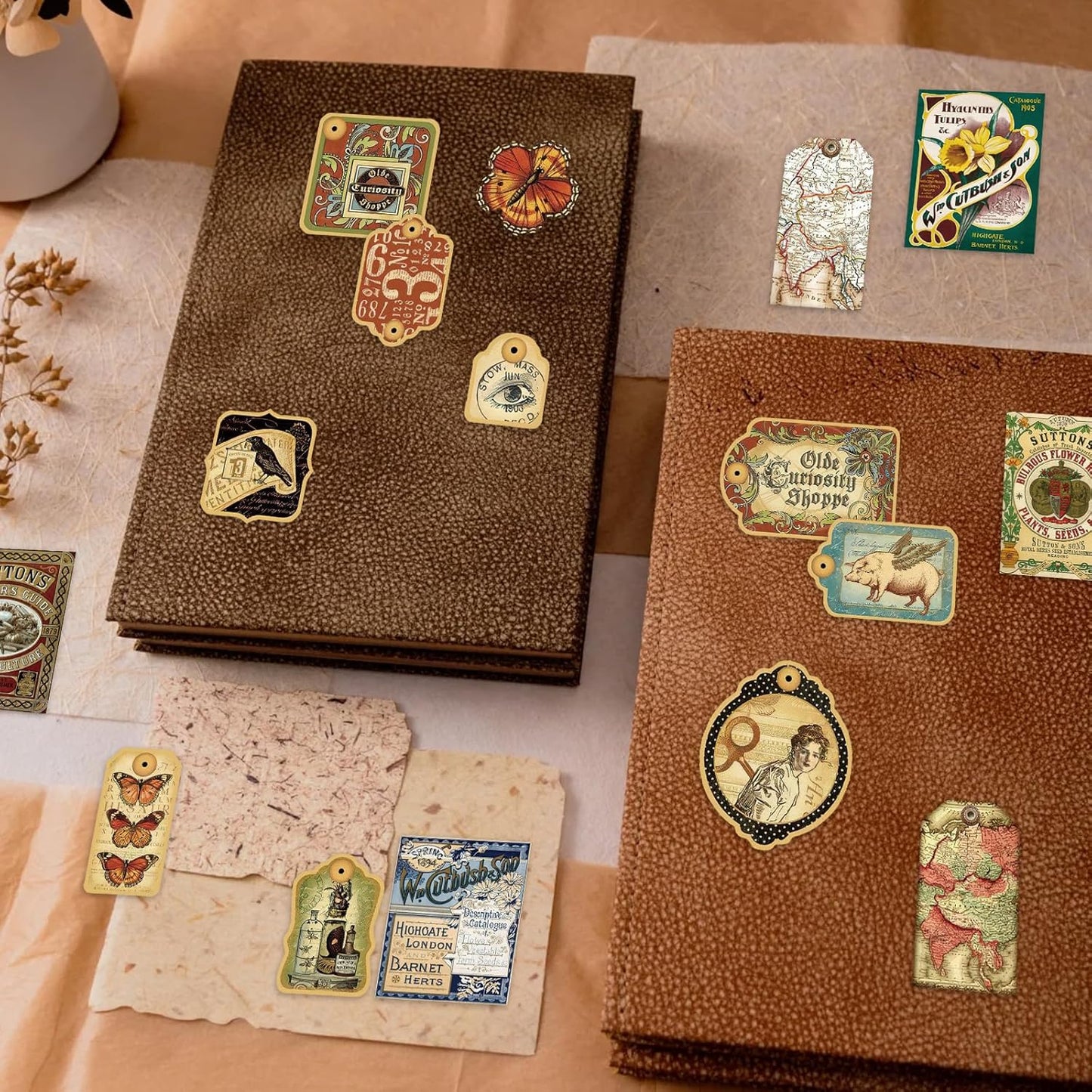 PRSTINCOL 116Pcs Vintage Stickers - Junk Journal Supplies - Waterproof Cute Aesthetic Stickers for Adults, Water Bottles, Planners - Durable Sticker Pack