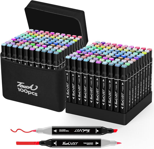 Alcohol Markers, 100 Colors Dual Tip Art markers, Drawing Markers, Coloring Marker for Kids Sketching Adult Coloring