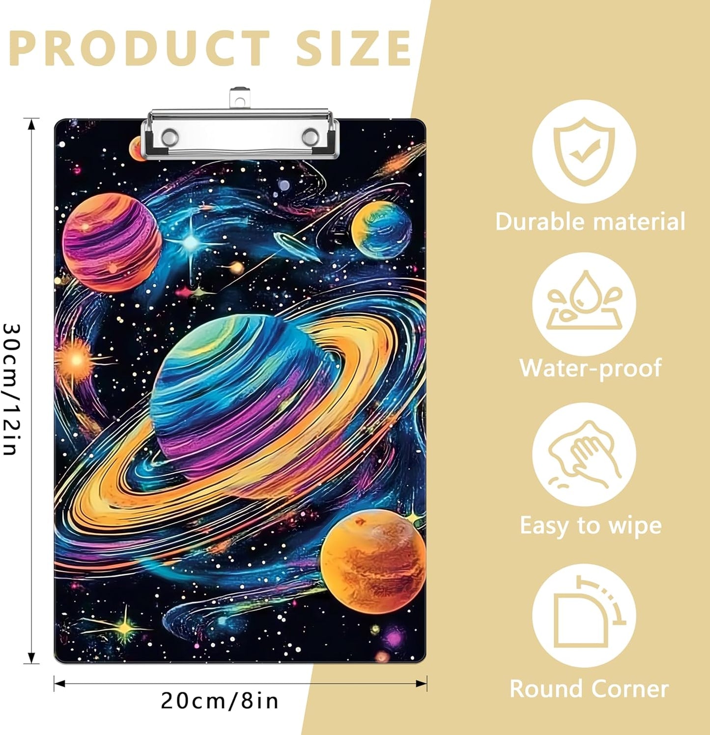 Planet Galaxy Plastic Clipboards,Decorative Plastic Acrylic Clipboard for Teacher Social Worker Students Office Supplies 8 * 12