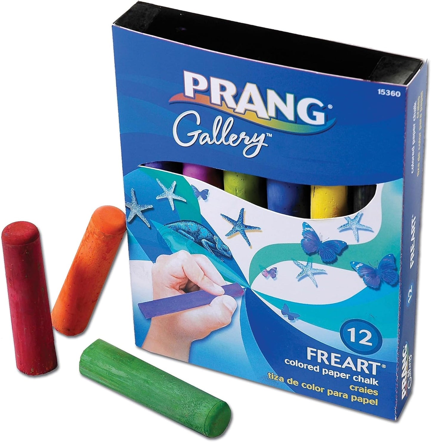 PRANG Freart Colored Paper Chalk, Large, Round Tapered Sticks, 1 x 4 Inches, 12 Sticks per Box, 12 Assorted Colors (15360)