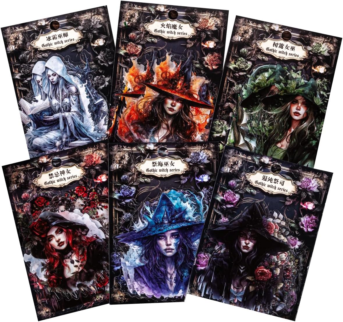 Alideco 120pcs Scrapbook Stickers Witch Girls Tarot People Scrapbooking Junk Journal Crafts Embelishment Decoration Diary Stickers (getenvwu)