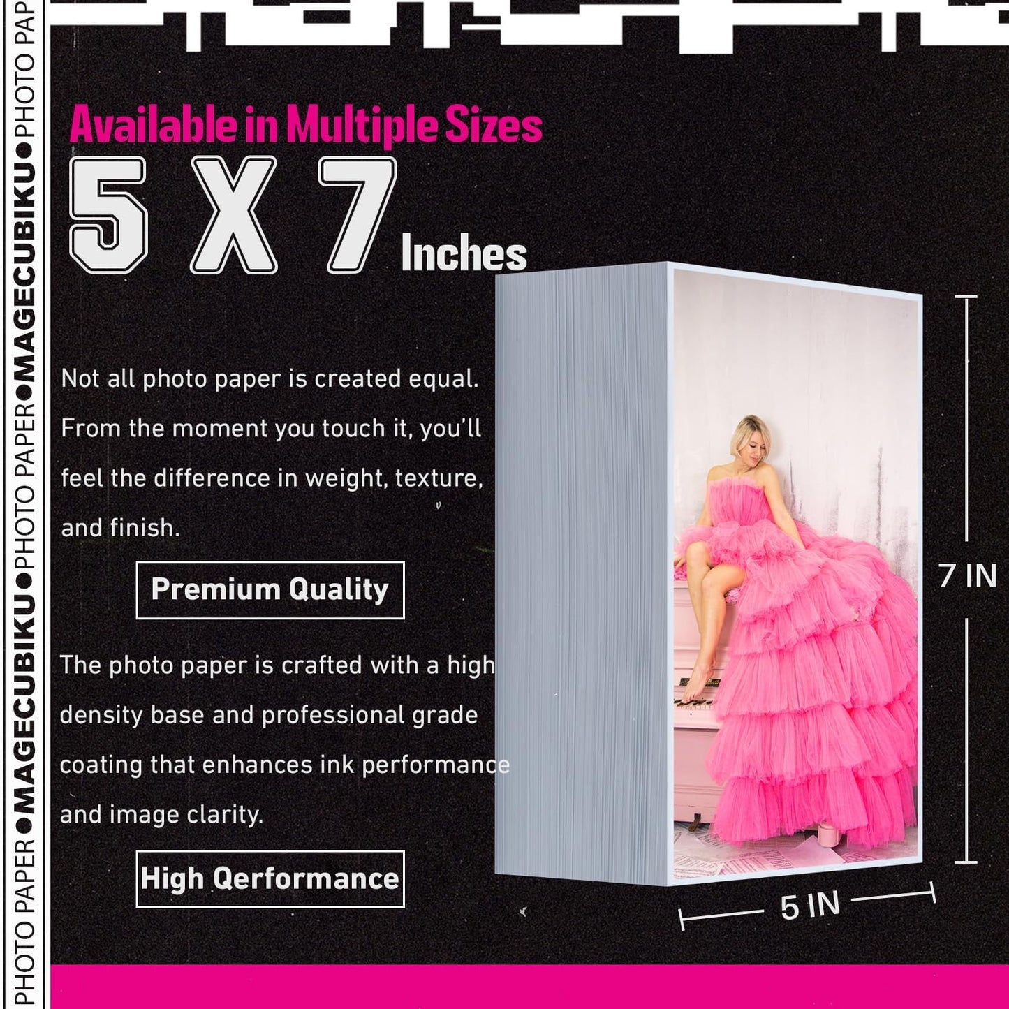 Glossy Photo Paper 5x7 Inches,200 Sheets 70 lb/258 gsm Premium Heavyweight Photographic Paper for Inkjet Printer Instant Dry Professional Postcard Picture Use Dye Ink