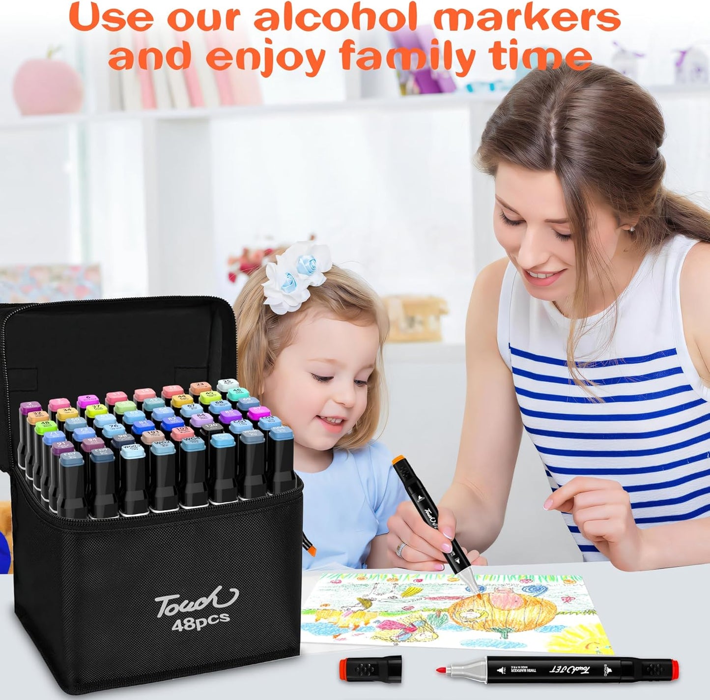 Alcohol Markers, 48 Colors Dual Tip Art Markers, Drawing, Coloring Marker for Kids Sketching Adult Coloring