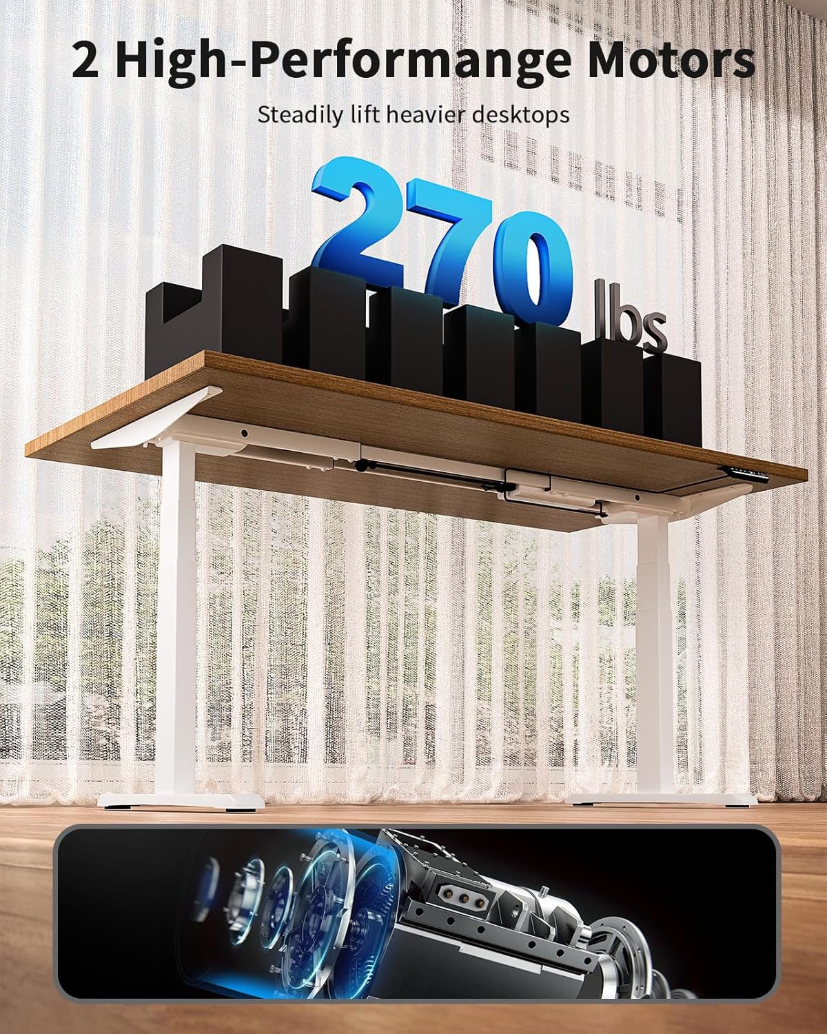 Okin Dual Motor Electric Standing Desk Frame with Memory Controller, Standing Desk Legs Up to 49.3", 3 Stage Off-Center C Feet Adjustable Desk Legs for Home and Office, White Frame Only