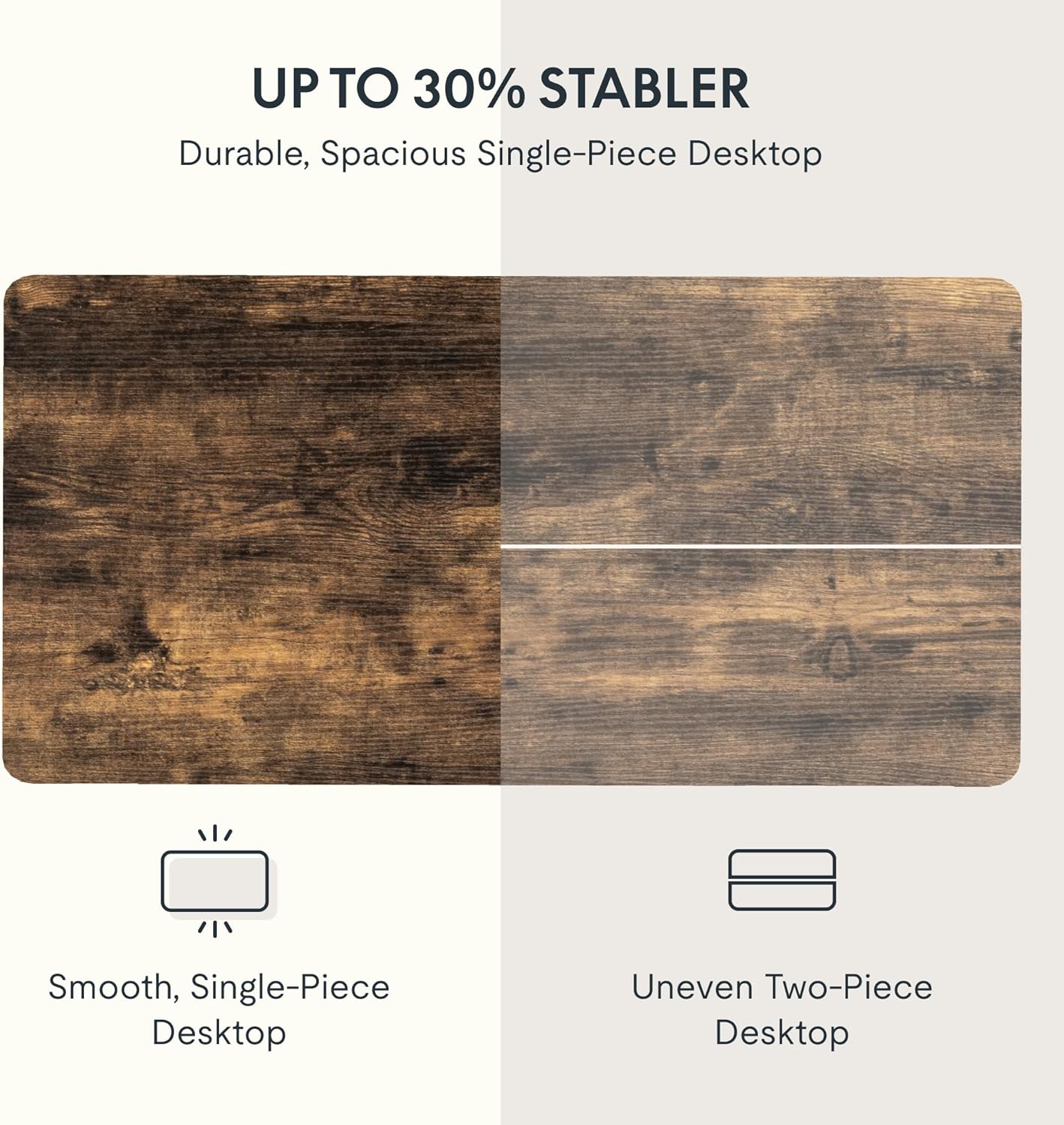 FLEXISPOT EN2 Whole-Piece Standing Desk with Clamp Power Strip, 48 x 30 Electric Stand Up Height Adjustable Desk with Cable Management (Black Frame + 48" Rustic Brown Desktop, 2 Packages)