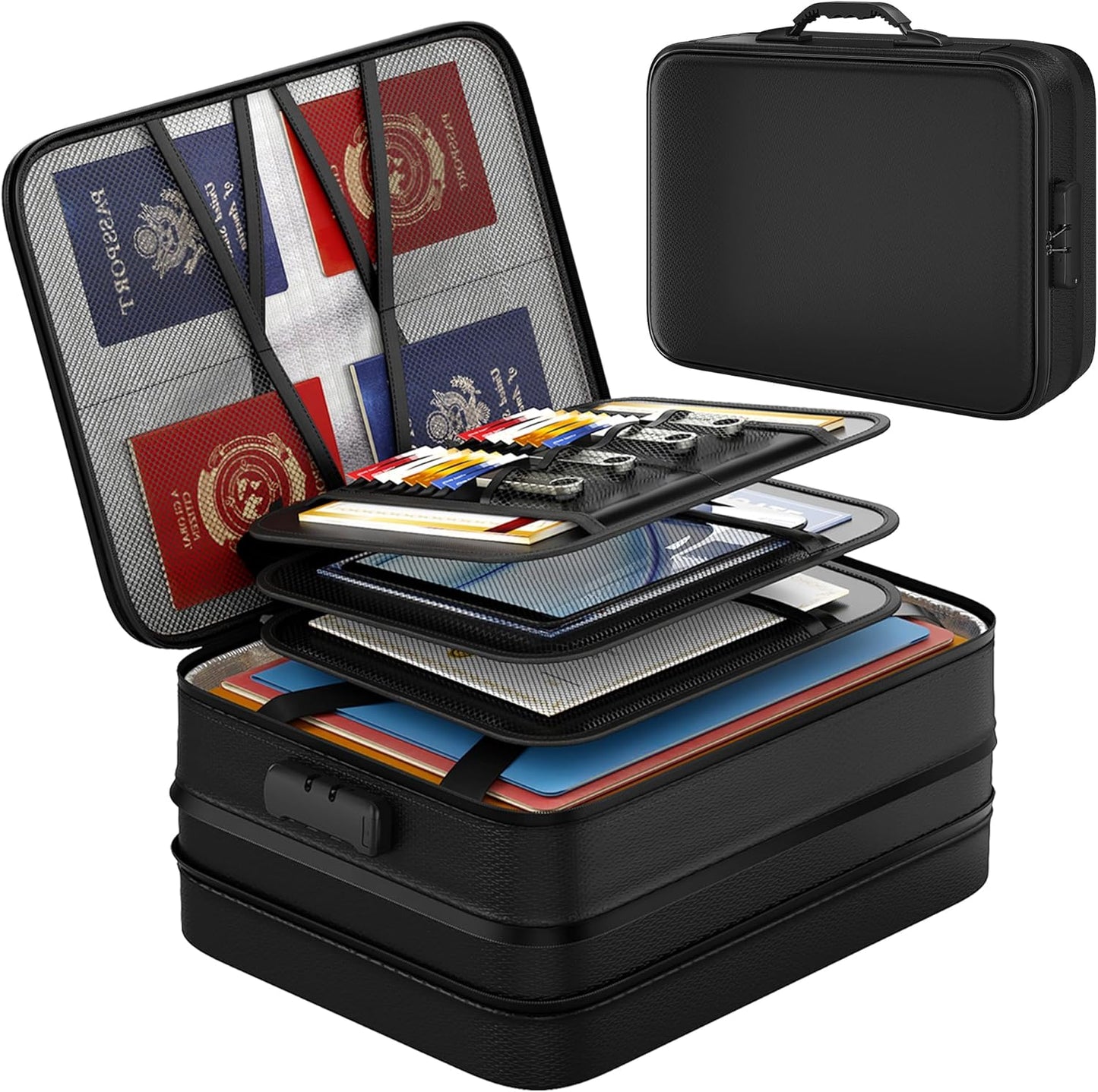 Nacial 5200℉ Fireproof Document Box with Lock, Expandable Document Organizer, Heat Insulated Fireproof Waterproof Box for File Storage, ﻿Portable Sturdy Handle for Important Documents Home Travel