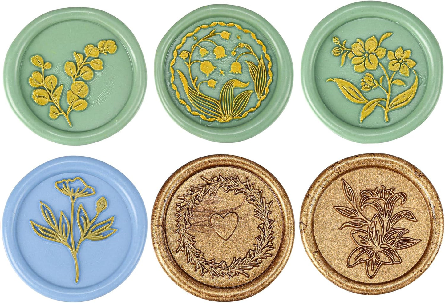 Yoption Wax Seal Stamp Gift Box Kit, 6 Pcs Botanical Sealing Wax Stamp Heads with 1 Wooden Hilt for Wedding Invitations Envelope Cards Gift Decoration (Botanical Series)