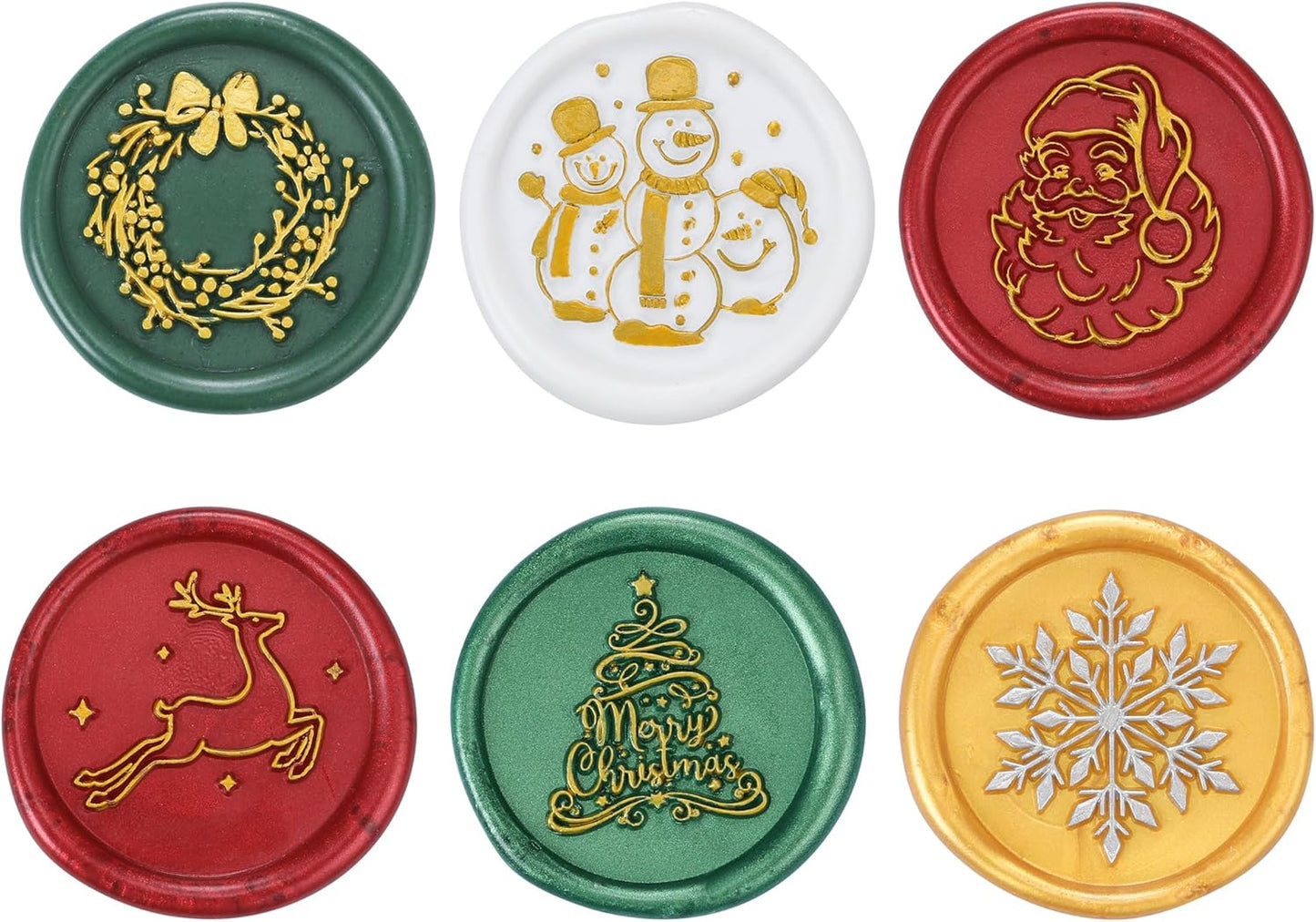 Yoption Christmas Wax Seal Stamp Gift Box Kit, 6pcs Sealing Wax Stamp Heads with 1 Wooden Hilt Set for Party Invitation Card Gift Decoration (Merry Christmas Series)