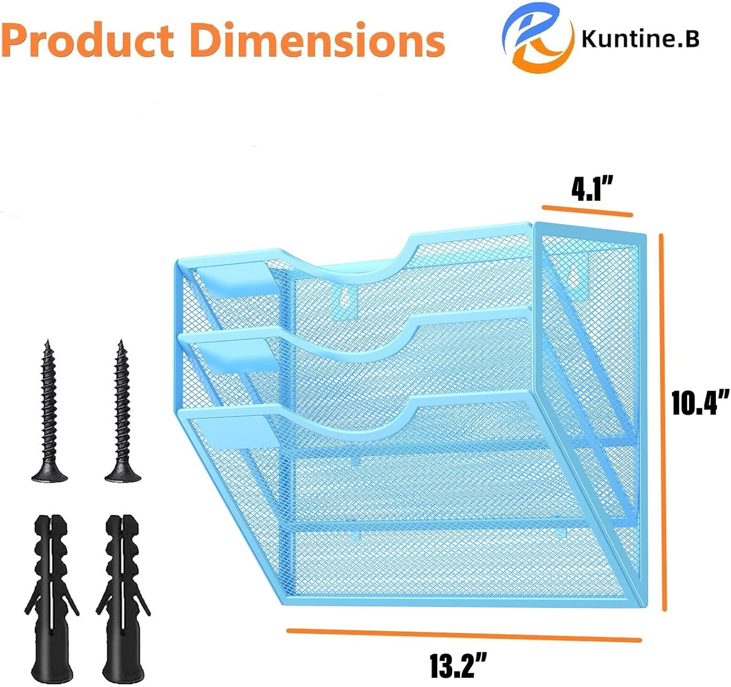 Kuntine.B Wall File Organizer Office Hanging Magazine Holder Wall File Organizer for Office Home (Blue, 3 Tier)