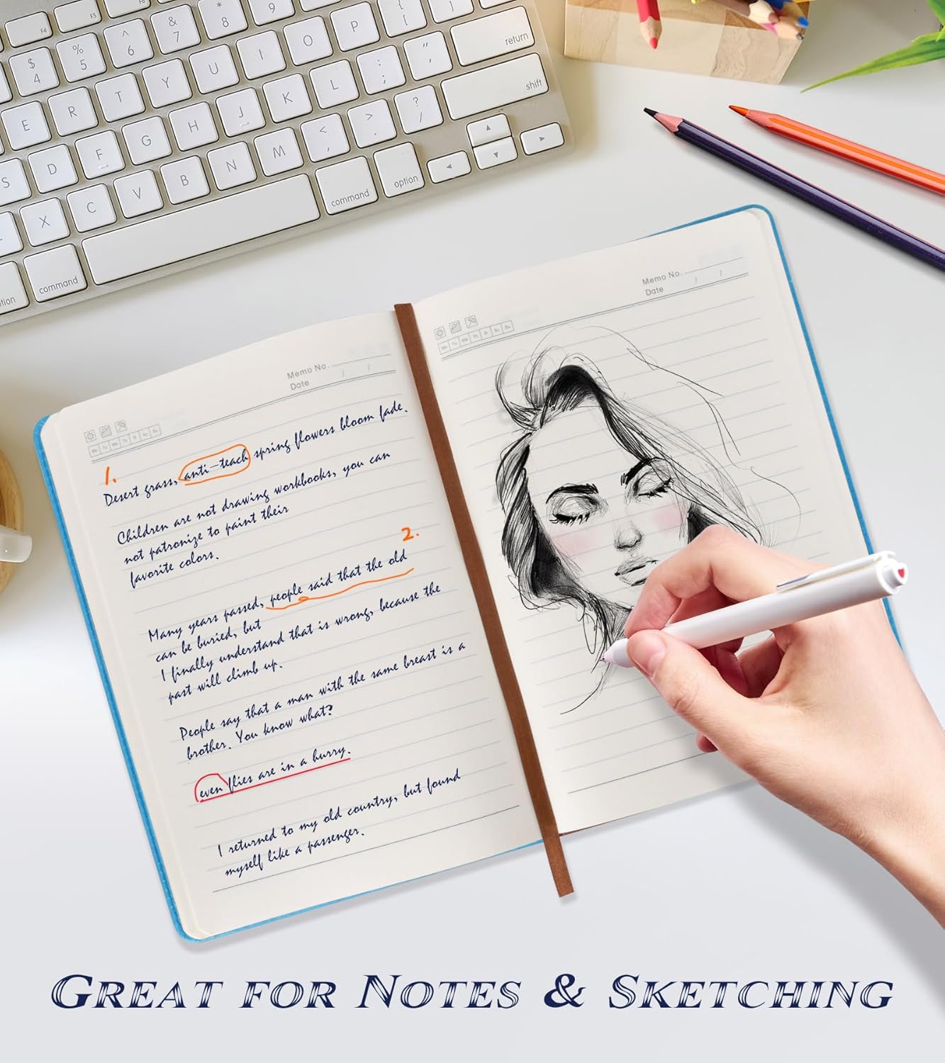 Lined Journal Notebook for Women Men,256 Pages A5 Hardcover Leather Journals for Writing,Travel,Business,Work & School,College Ruled Notebooks for Note Taking,Diary Notepad 5.7"×8.3" blue