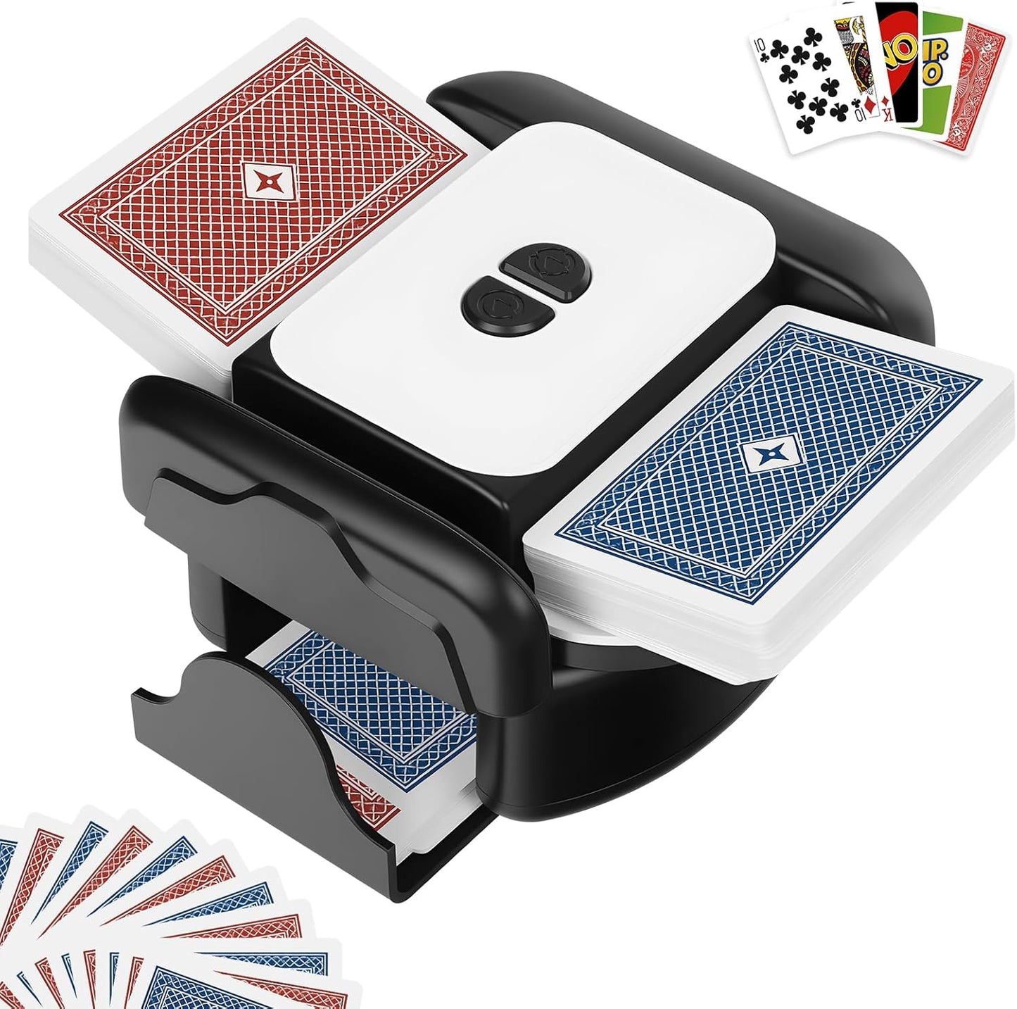BEE&FLOWER Card Shuffler Rechargeable Automatic Shuffler Low Noise Fast Shuffle for 1–2 Decks with Auto/Manual Modes Compatible with Poker, Blackjack, Texas Hold’em, Bridge, Popular Card Games