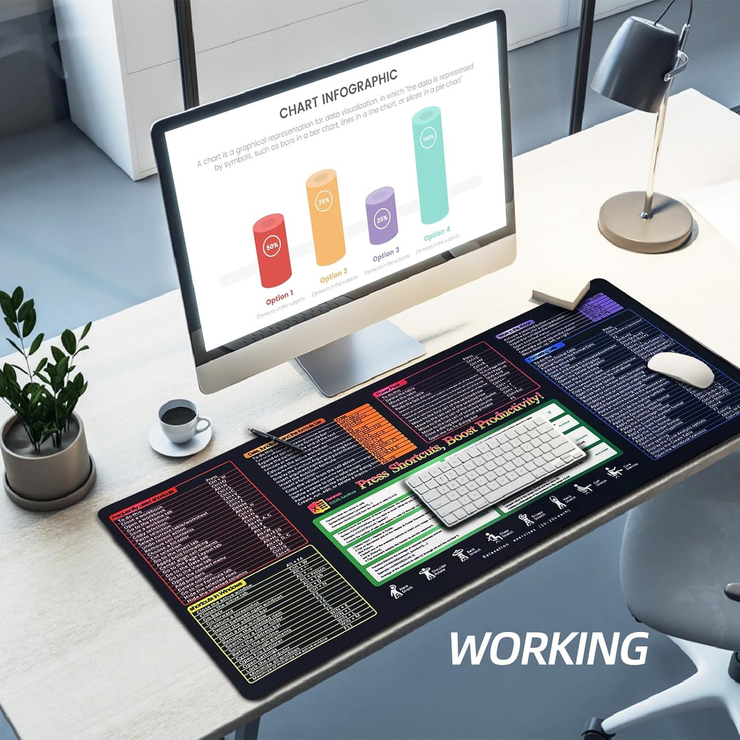 Efficiency Boost Excel Shortcut Keys Mouse Pad - Quick Reference Guide XXL Mouse Pad for Keyboard Shortcuts-90x40 Excelcut