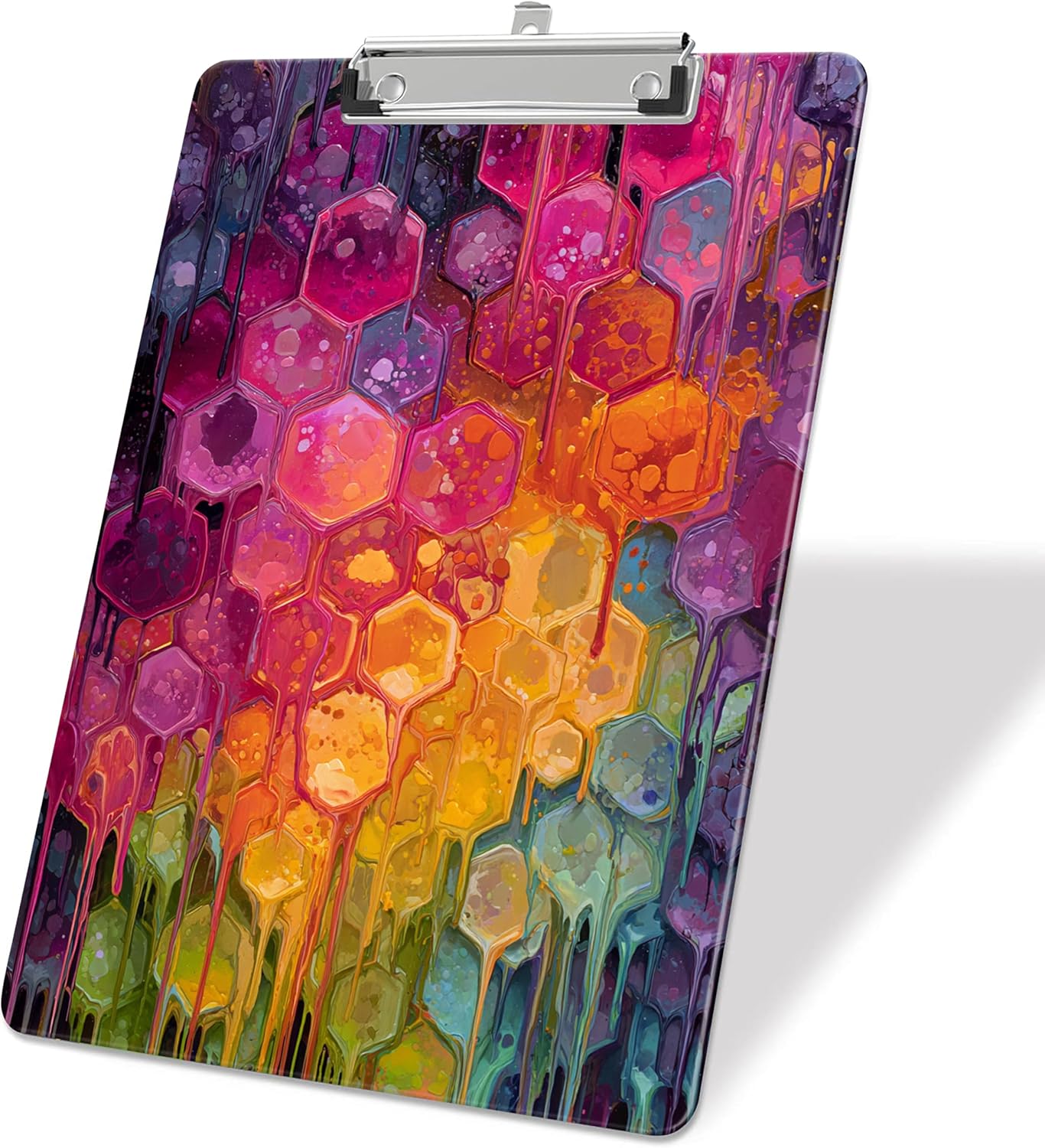 Watercolor Honeycomb Plastic Clipboards,Decorative Plastic Acrylic Clipboard for Teacher Social Worker Students Office Supplies 8 * 12
