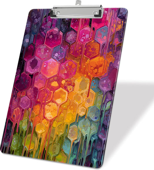 Watercolor Honeycomb Plastic Clipboards,Decorative Plastic Acrylic Clipboard for Teacher Social Worker Students Office Supplies 8 * 12