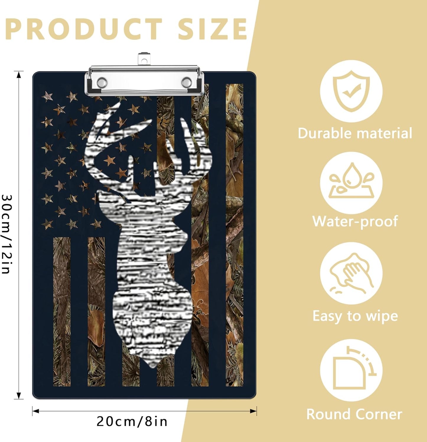 Camouflage Flag Plastic Clipboards,Decorative Plastic Acrylic Clipboard for Teacher Social Worker Students Office Supplies 8 * 12