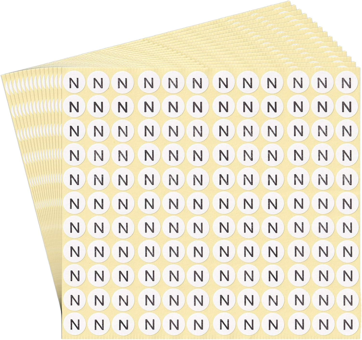 dealzEpic - Alphabet Stickers of The Letter N - Small Round Paper Self-Adhesive Peel and Stick Letter Labels - Set of 15 Sheets