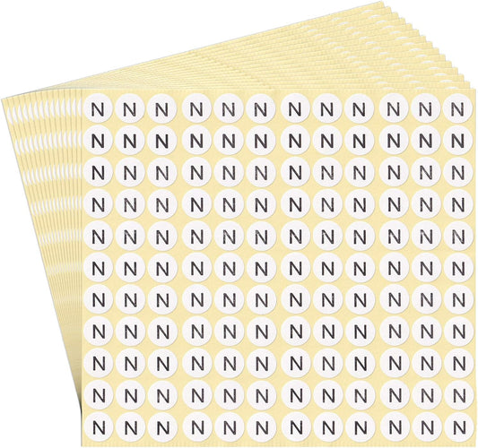 dealzEpic - Alphabet Stickers of The Letter N - Small Round Paper Self-Adhesive Peel and Stick Letter Labels - Set of 15 Sheets